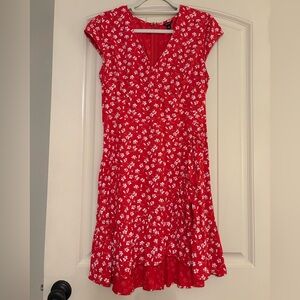 J. Crew Factory Red and White Floral Mini Dress